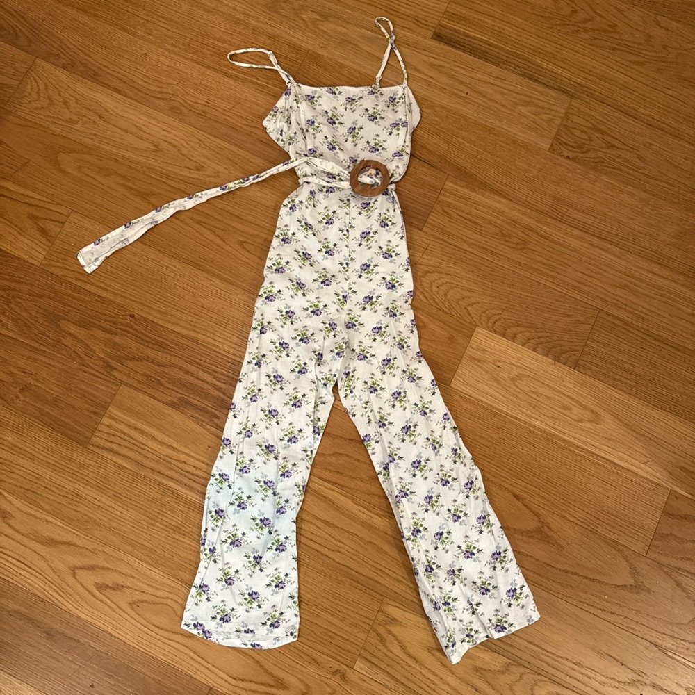 Floral Print Jumpsuit with Belt
